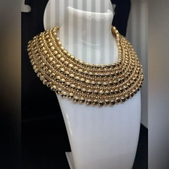 Zara Bold Multilayered Gold Chocker Necklace - Picture 12 of 14